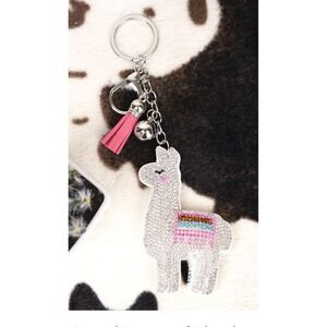 New! Bling Puffy Llama Keychain Purse Charm
